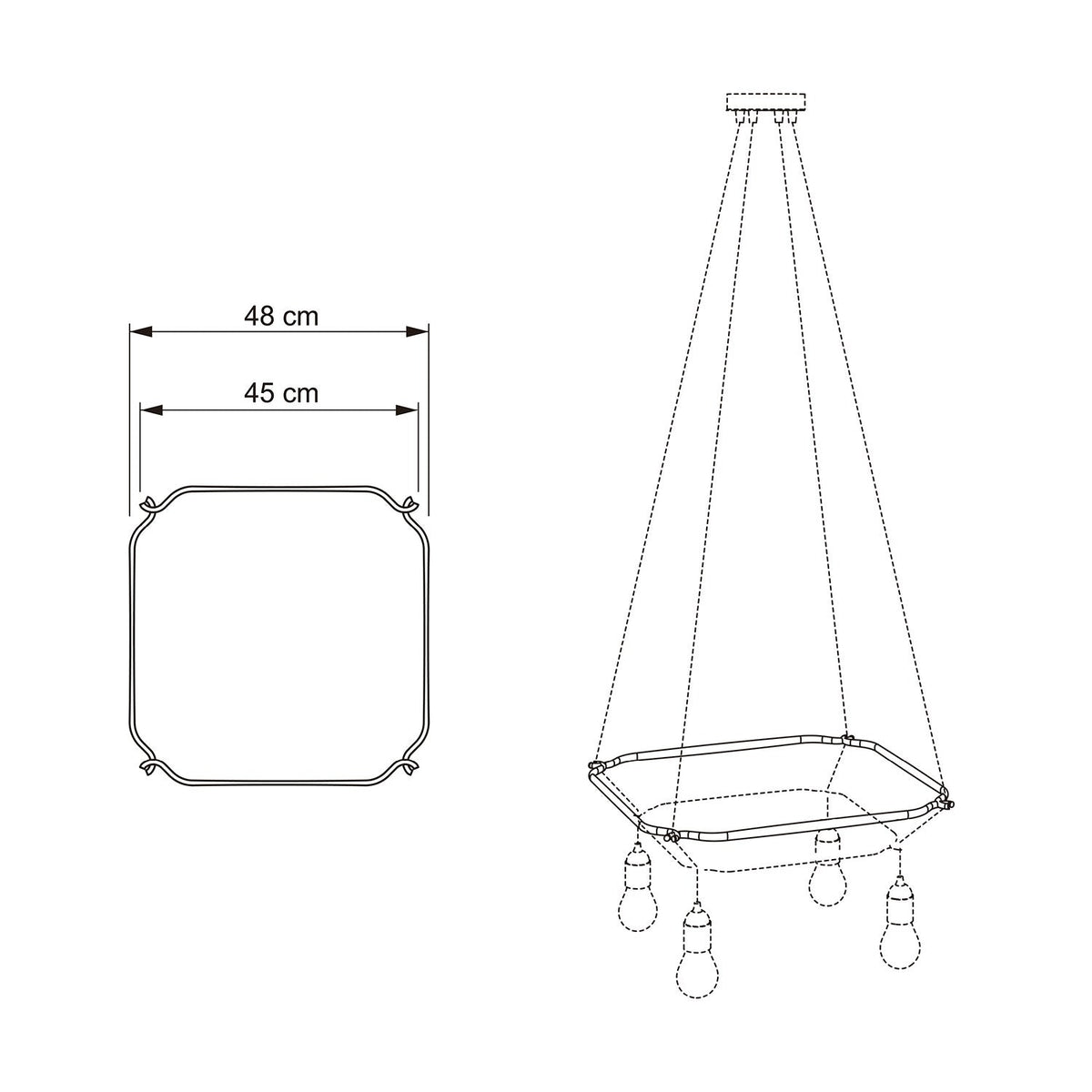 Cage Quadrato - Struttura per lampadari - Nero M - L 48 cm