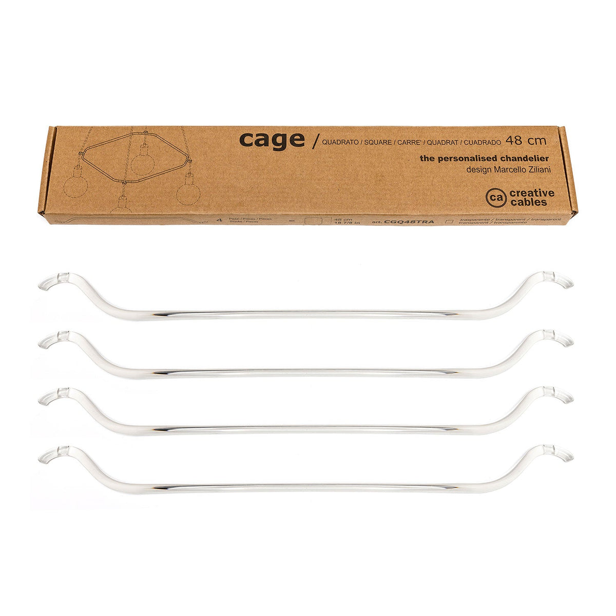 Cage Quadrato - Struttura per lampadari - Trasparente M - L 48 cm