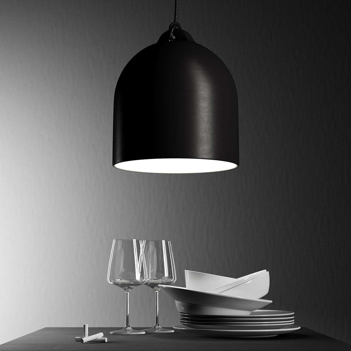 Campana, paralume M in ceramica per sospensione - Made in Italy - Lavagna