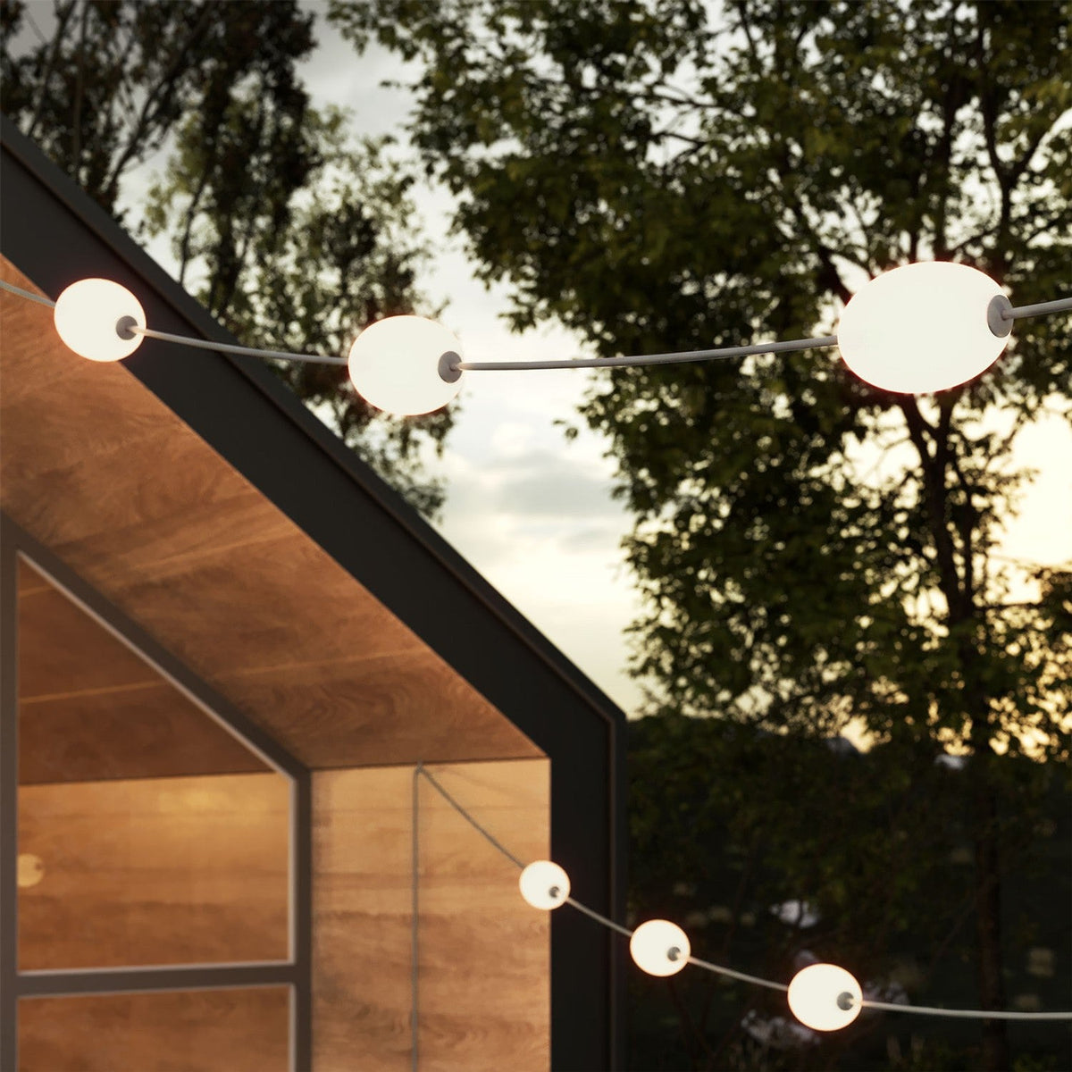 Catena luminosa 12 punti luce da esterno IP67 Grigio - Marina12