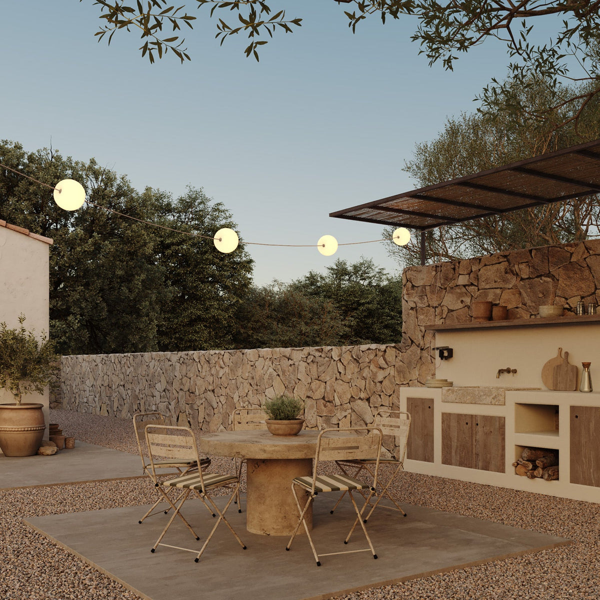 Catena luminosa 4 punti luce da esterno IP67 Desert Brown - Marina4 Cherry 140 cm
