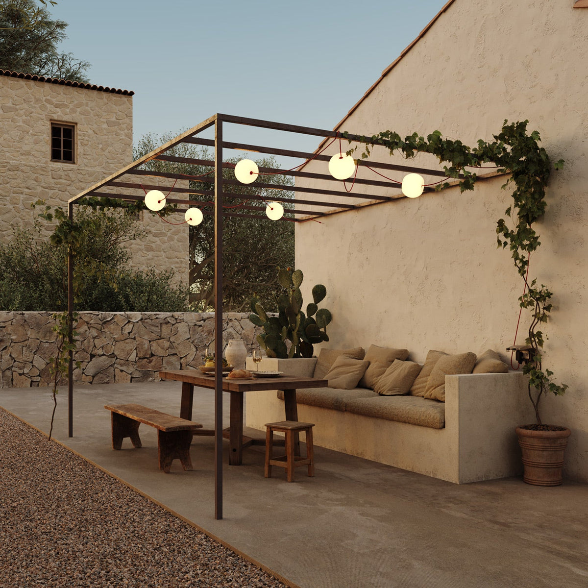 Catena luminosa 6 punti luce da esterno IP67 Rosso Stella Marina - Marina6 Cherry 140 cm