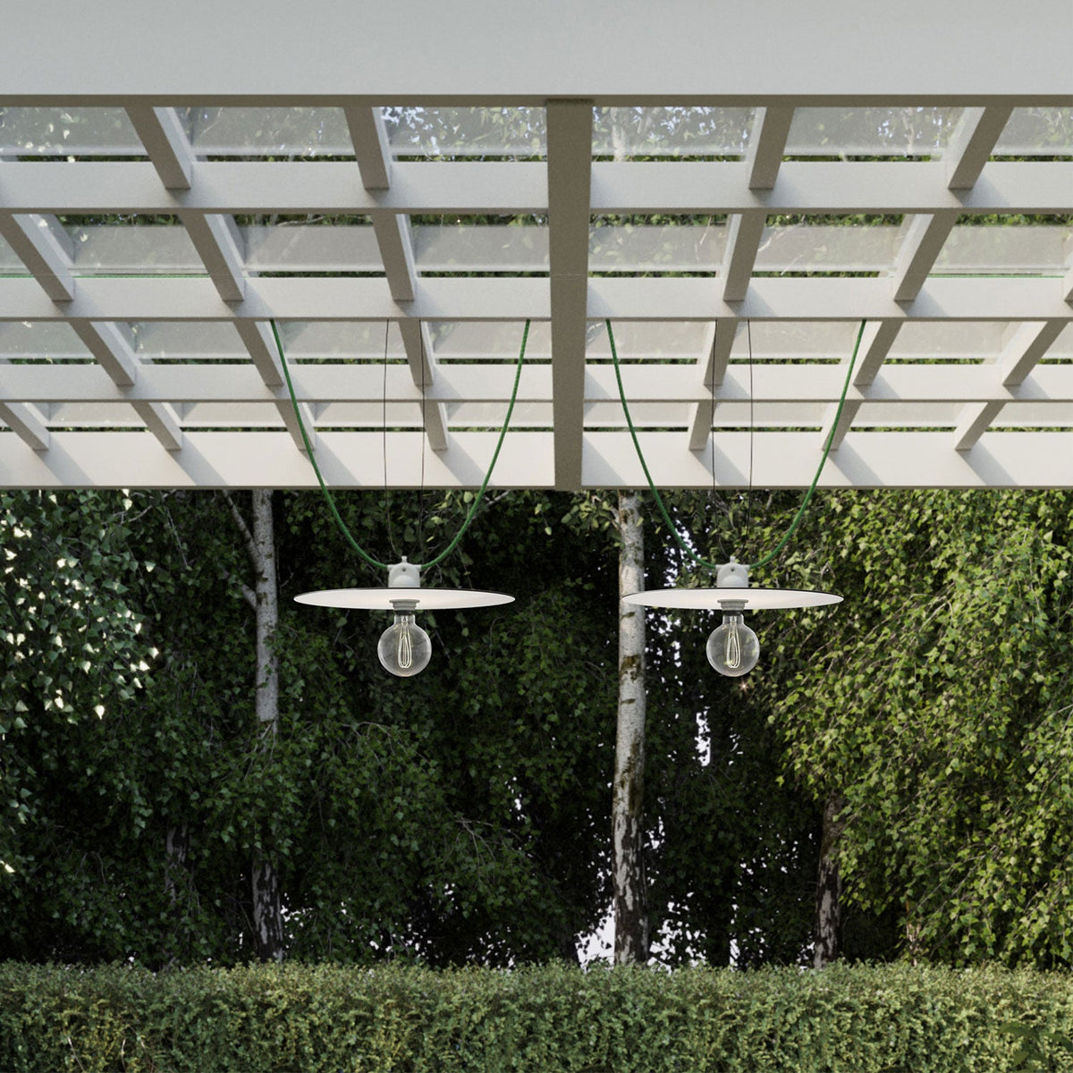 Catenaria Modulair da esterno IP65 con 2 paralumi e rosone - Bianco