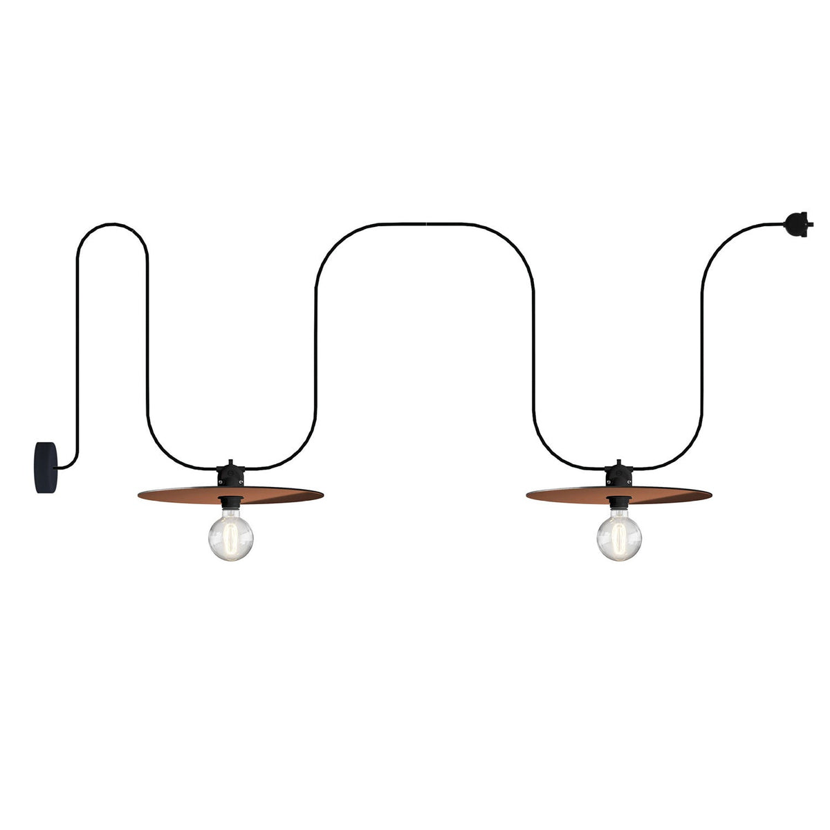 Catenaria Modulair da esterno IP65 con 2 paralumi e rosone - Rame e Bronzo