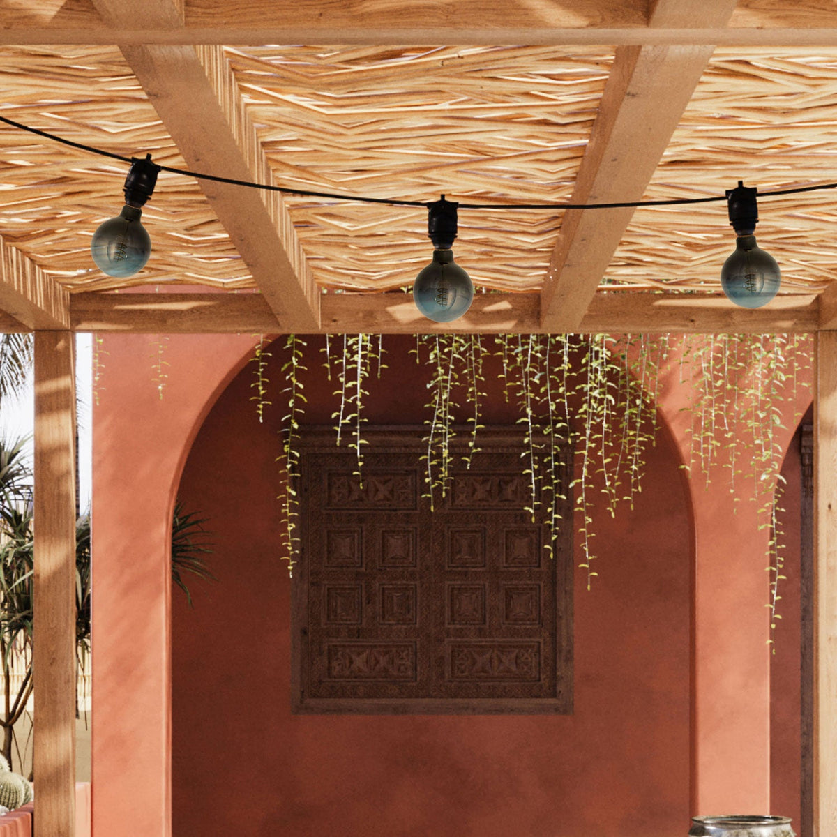 Catenaria Modulair da esterno IP65 con 3 luci e rosone - Nero