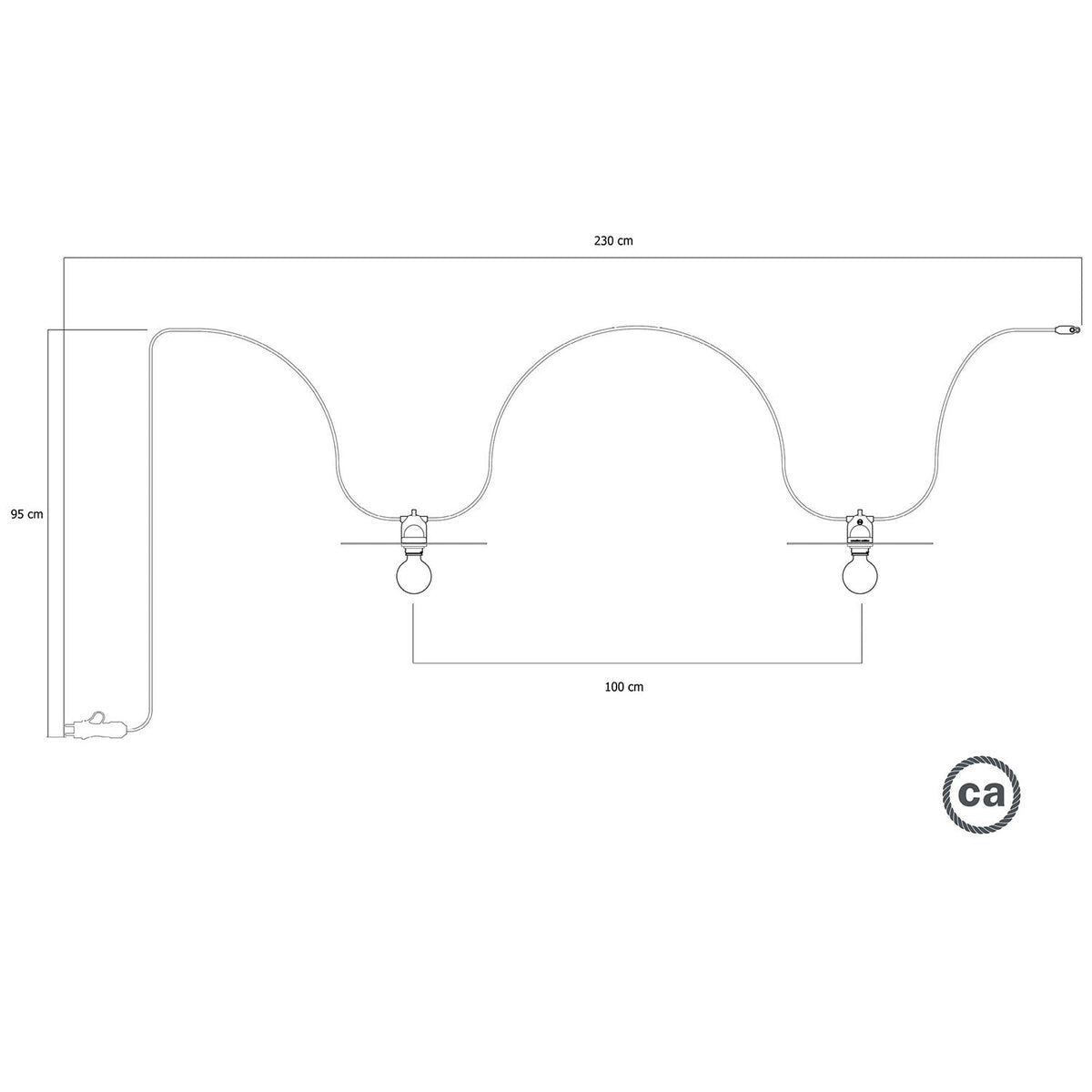 Catenaria Modulair da esterno IP65 portatile con 2 paralumi - Bianco