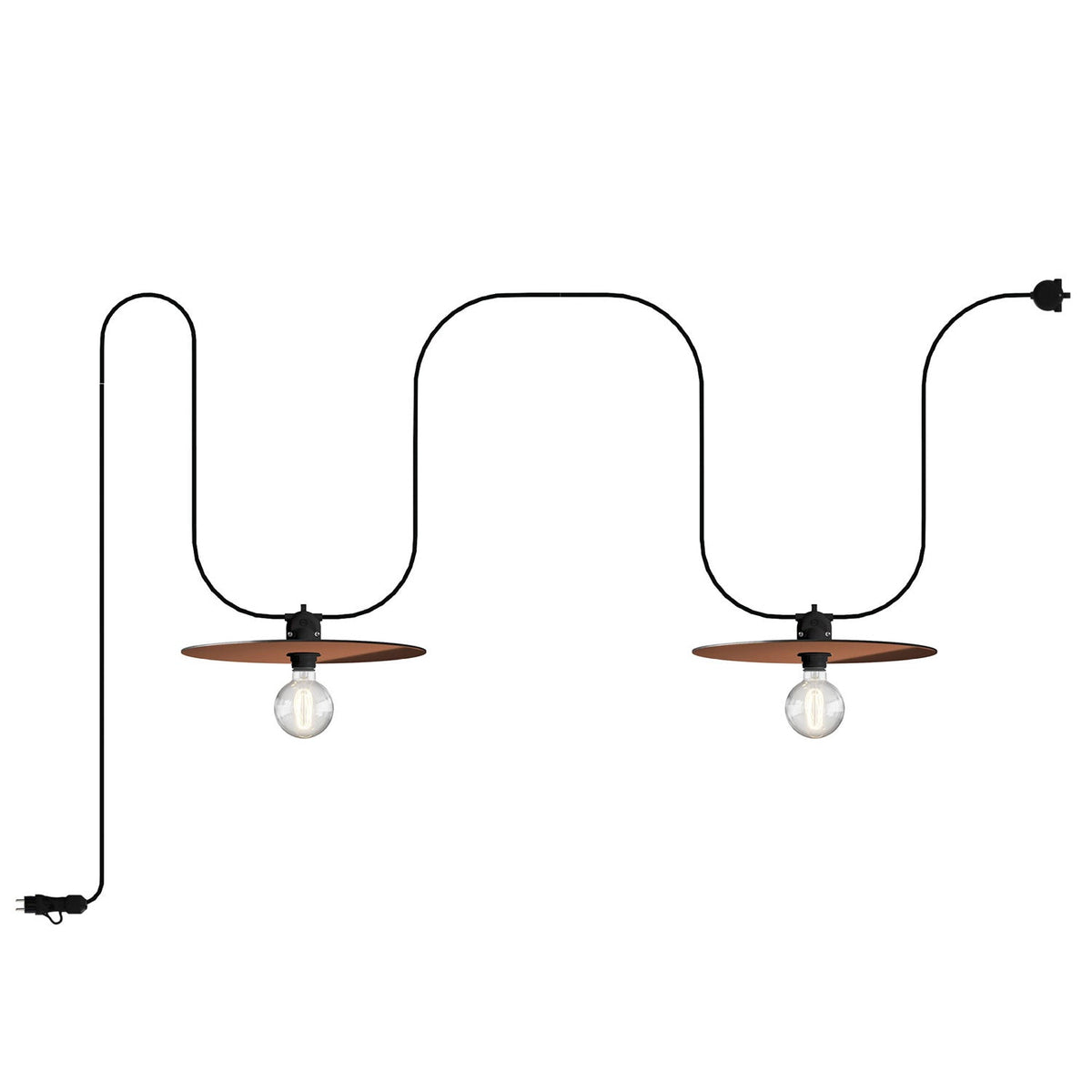 Catenaria Modulair da esterno IP65 portatile con 2 paralumi - Rame e Bronzo
