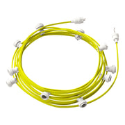 Catenaria Sistema Lumet da 12,5 m con cavo tessile CF10, 10 portalampada, gancio e spina bianchi