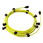 Catenaria Sistema Lumet da 12,5 m con cavo tessile CF10, 10 portalampada, gancio e spina neri