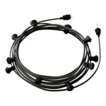 Catenaria Sistema Lumet da 12,5 m con cavo tessile CM03, 10 portalampada, gancio e spina neri