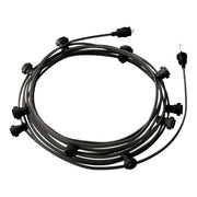 Catenaria Sistema Lumet da 12,5 m con cavo tessile CM03, 10 portalampada, gancio e spina neri