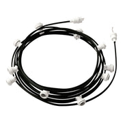 Catenaria Sistema Lumet da 12,5 m con cavo tessile CM04, 10 portalampada, gancio e spina bianchi