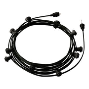 Catenaria Sistema Lumet da 12,5 m con cavo tessile CM04, 10 portalampada, gancio e spina neri