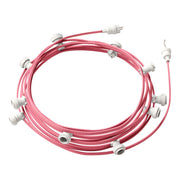 Catenaria Sistema Lumet da 12,5 m con cavo tessile CM16, 10 portalampada, gancio e spina bianchi