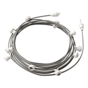 Catenaria Sistema Lumet da 12,5 m con cavo tessile CZ04, 10 portalampada, gancio e spina bianchi