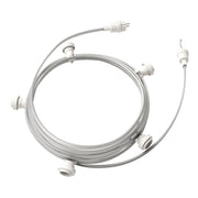 Catenaria Sistema Lumet da 7,5 m con cavo tessile CM02, 5 portalampada, gancio e spina bianchi