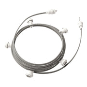 Catenaria Sistema Lumet da 7,5 m con cavo tessile CZ04, 5 portalampada, gancio e spina bianchi
