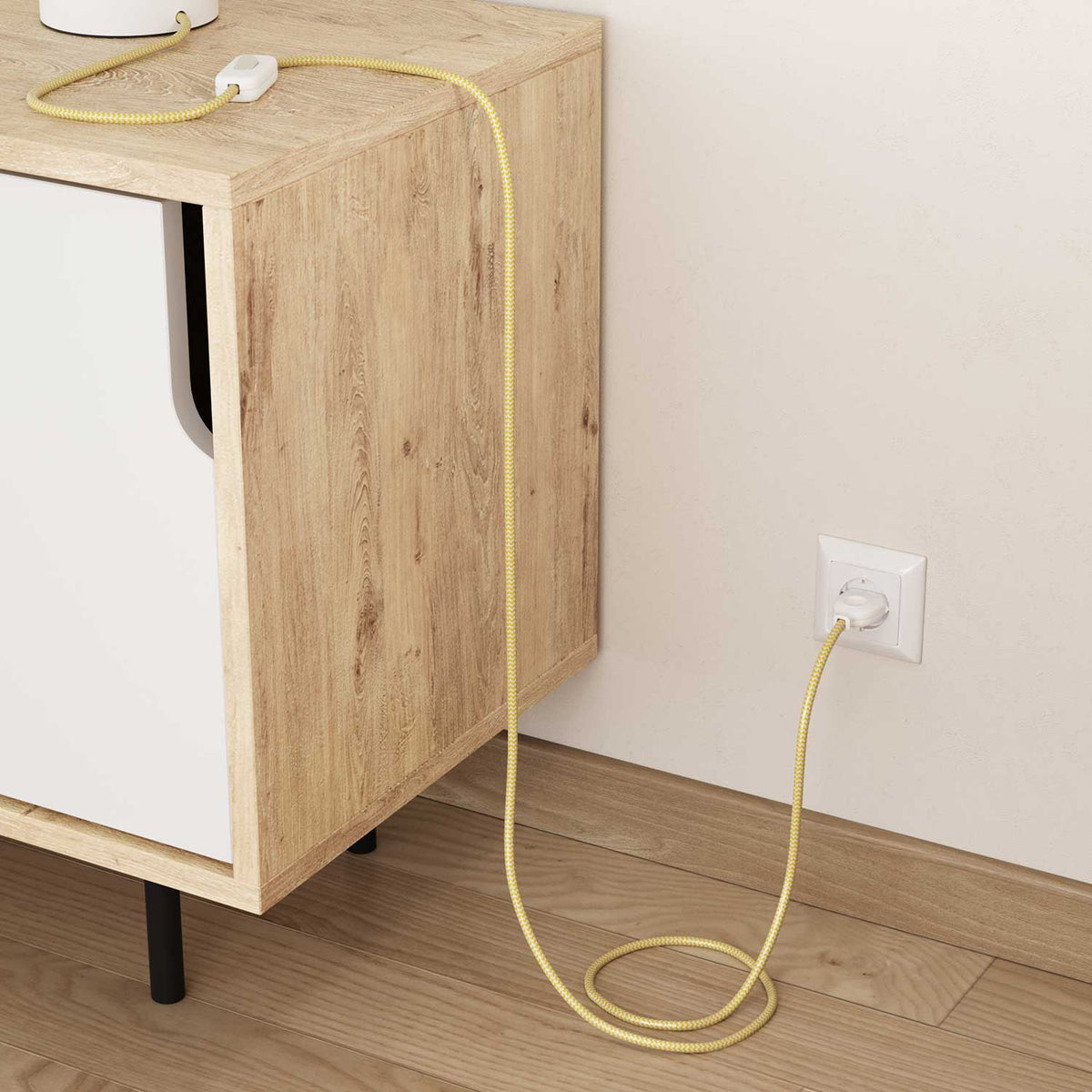 Cavo colorato per illuminazione Giallo Mais e Bianco Ottico ZigZag - L'Originale Creative Cables, per lampade di design - RZ10