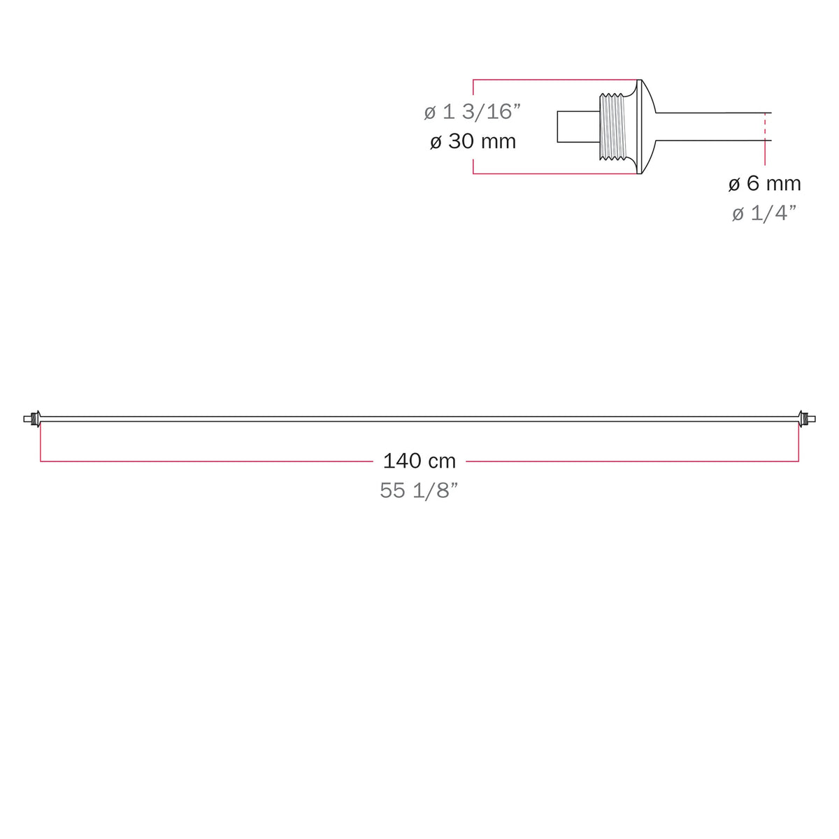 Cavo di connessione tra paralumi 70/140 cm (27 9/16" / 55 1/8") - Marina - Rosso stella marina 140 cm (55 1 8")