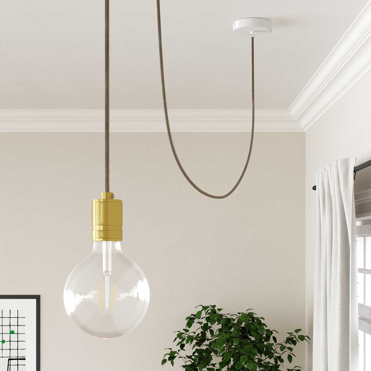 Cavo elettrico colorato Juta Naturale e Cotone Bianco Vertigo - L'Originale Creative Cables, per progetti luminosi unici - ERN07