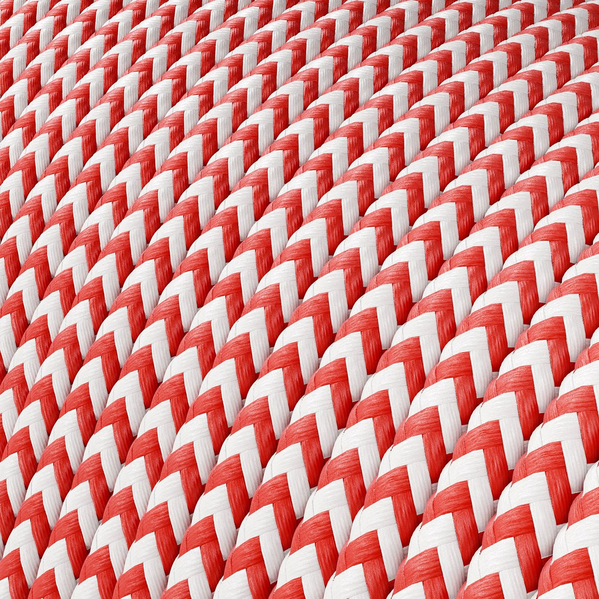 Cavo elettrico Extra Low Voltage rivestito in tessuto Zig Zag Bianco Rosso RZ09
