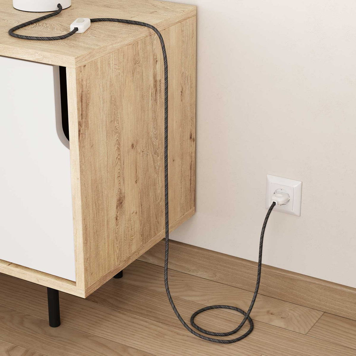 Cavo elettrico in cotone Nero Mélange Vertigo - L'Originale Creative Cables, la scelta migliore per lamapade moderne - ERC37