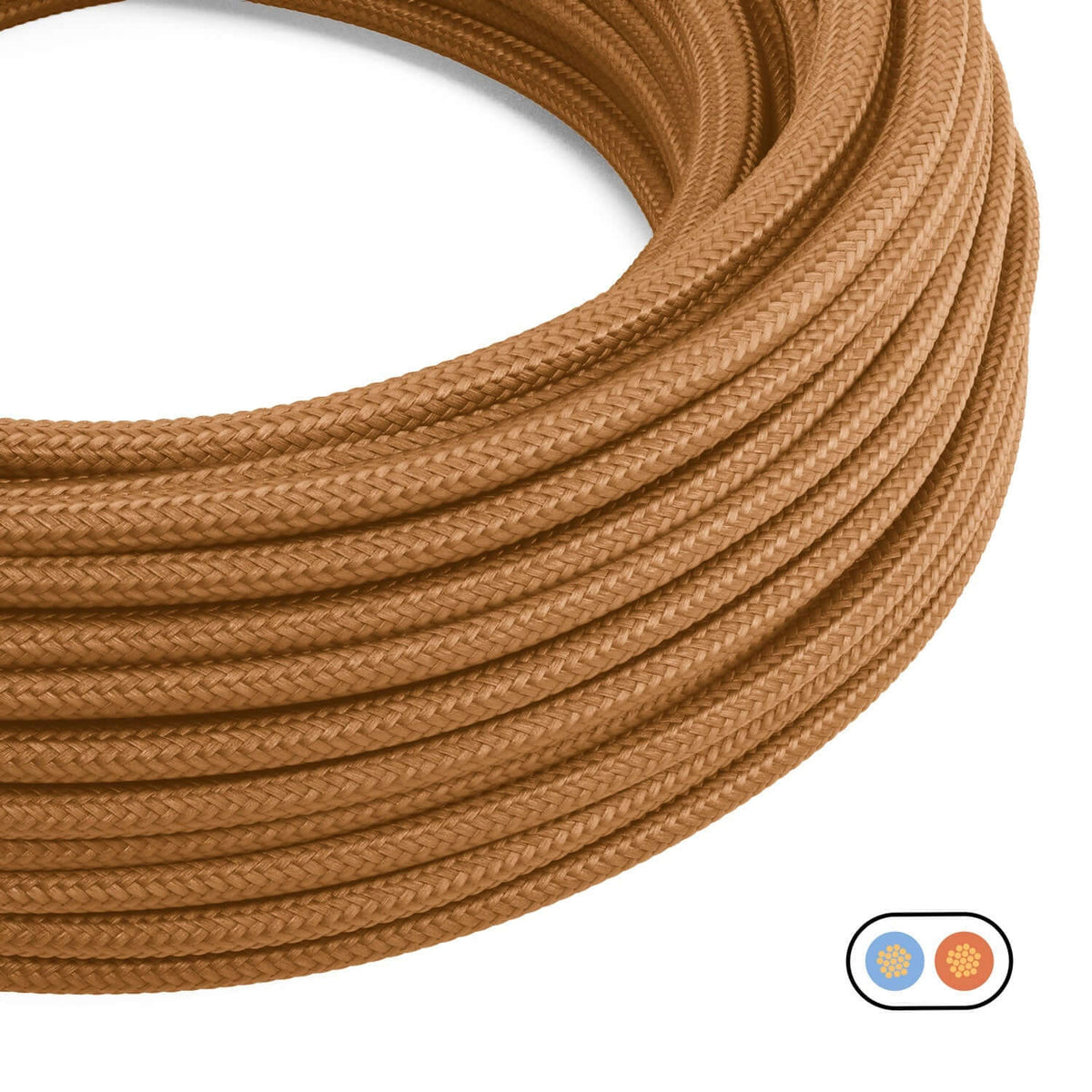 Cavo elettrico piatto ricoperto in tessuto color Whiskey - PM22
