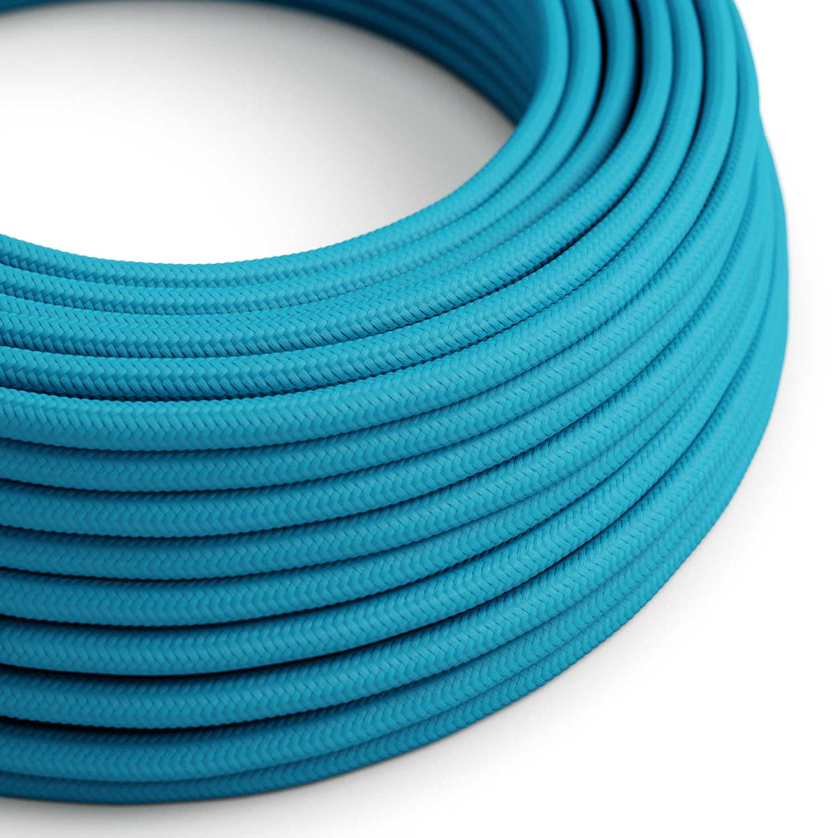 Cavo elettrico tessile Blu Ciano lucido - L'Originale Creative Cables, per lampade fai-da-te - RM11
