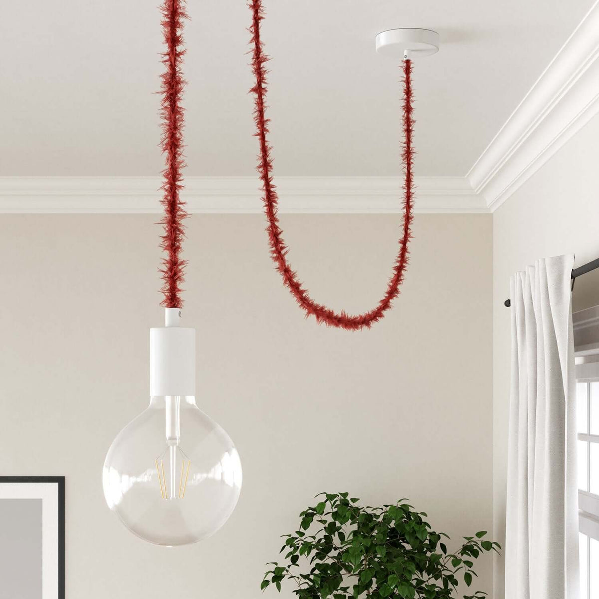 Cavo elettrico tessile color Rosso Fuoco Marlene - L'Originale Creative Cables, per le tue lampade di design - TP09