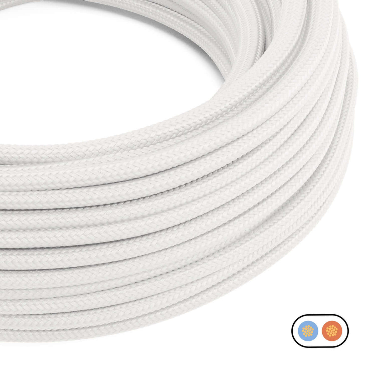 Cavo elettrico tessile piatto Bianco Ottico lucido - PM01