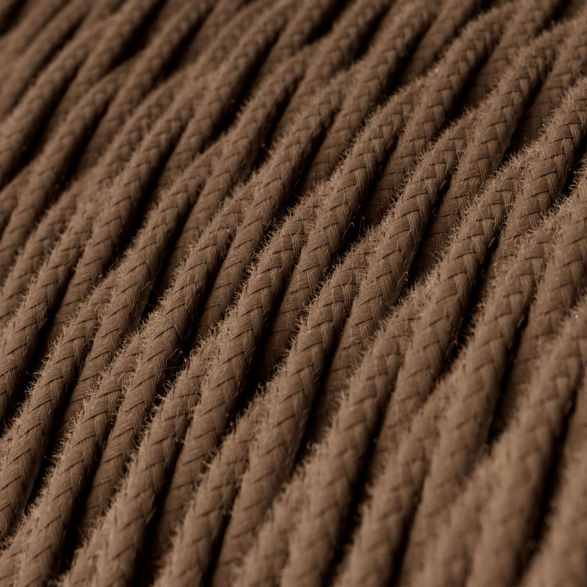 Cavo elettrico trecciato in cotone Marrone Espresso - L'Originale Creative Cables, per valorizzare i tuoi lampadari - TC13
