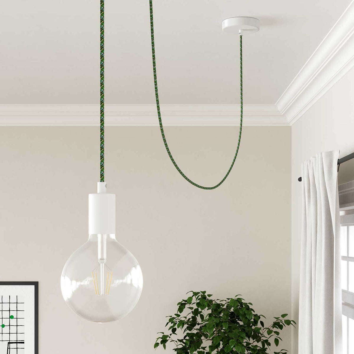Cavo per illuminazione in tessuto Pixel Palette Verde - L'Originale Creative Cables, per decorazioni luminose uniche - RX05