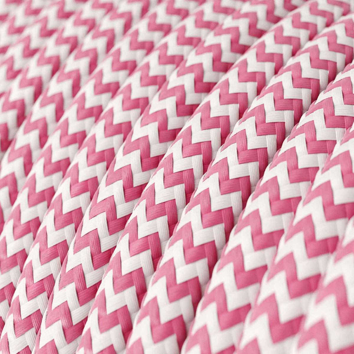 Cavo per illuminazione lucido Rosa Fucsia e Bianco Ottico ZigZag - L'Originale Creative Cables, per lampade moderne - RZ08