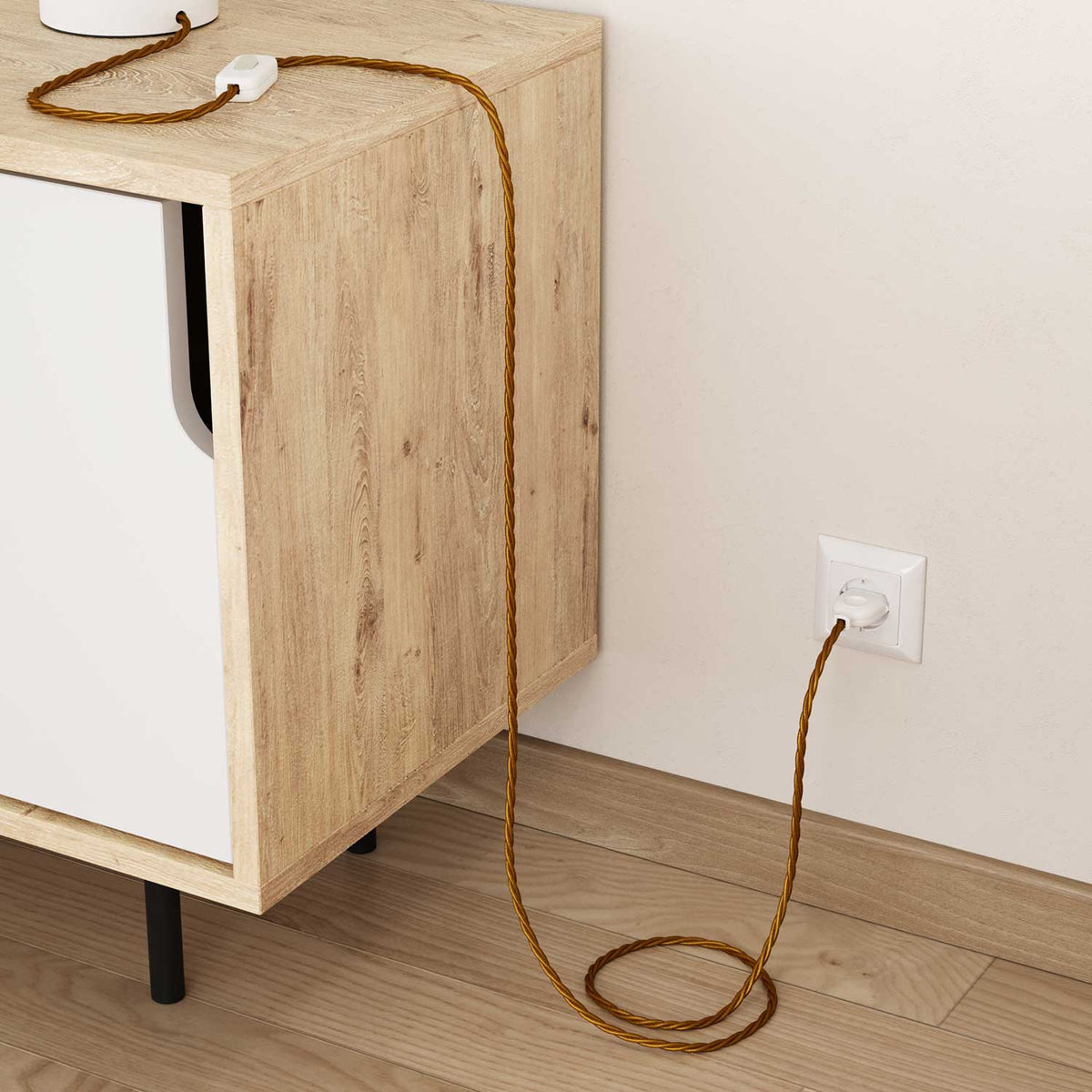 Cavo tessile Oro lucido - L'Originale Creative-Cables - TM05 trecciato 2x0,75mm / 3x0,75mm