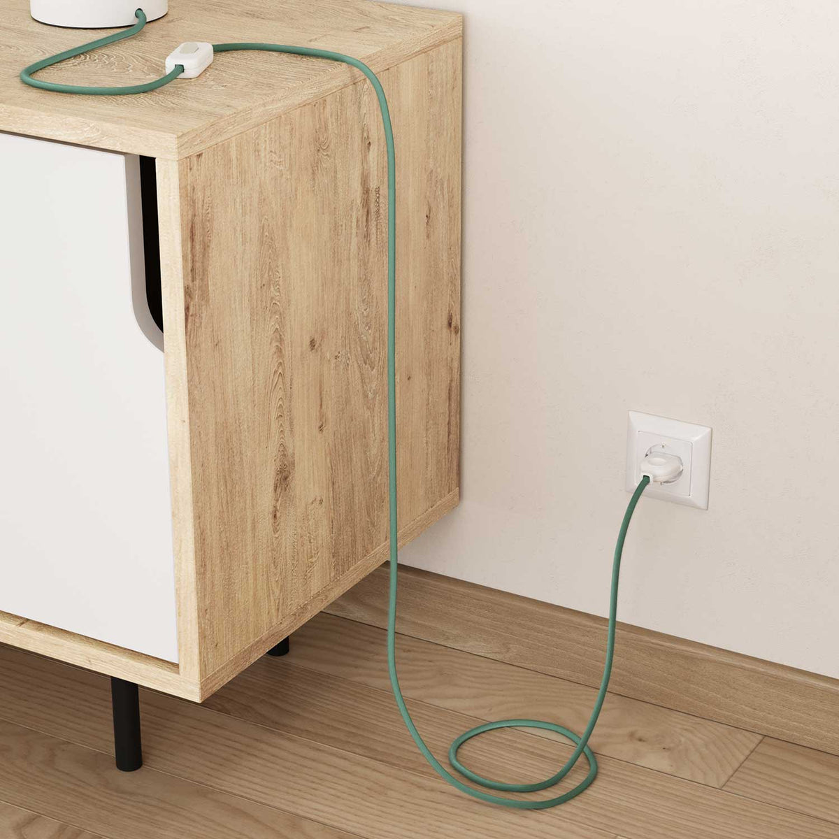 Cavo tessile per illuminazione in cotone Latte Menta - L'Originale Creative Cables, per lampade uniche - RC34