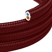 Cavo tessile piatto bordeaux lucido - PM19