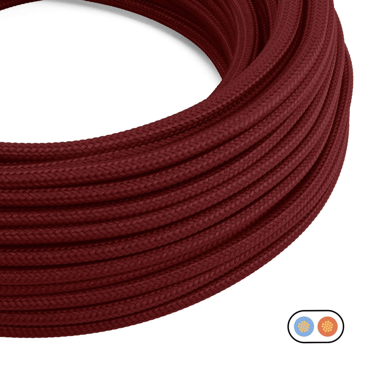 Cavo tessile piatto bordeaux lucido - PM19