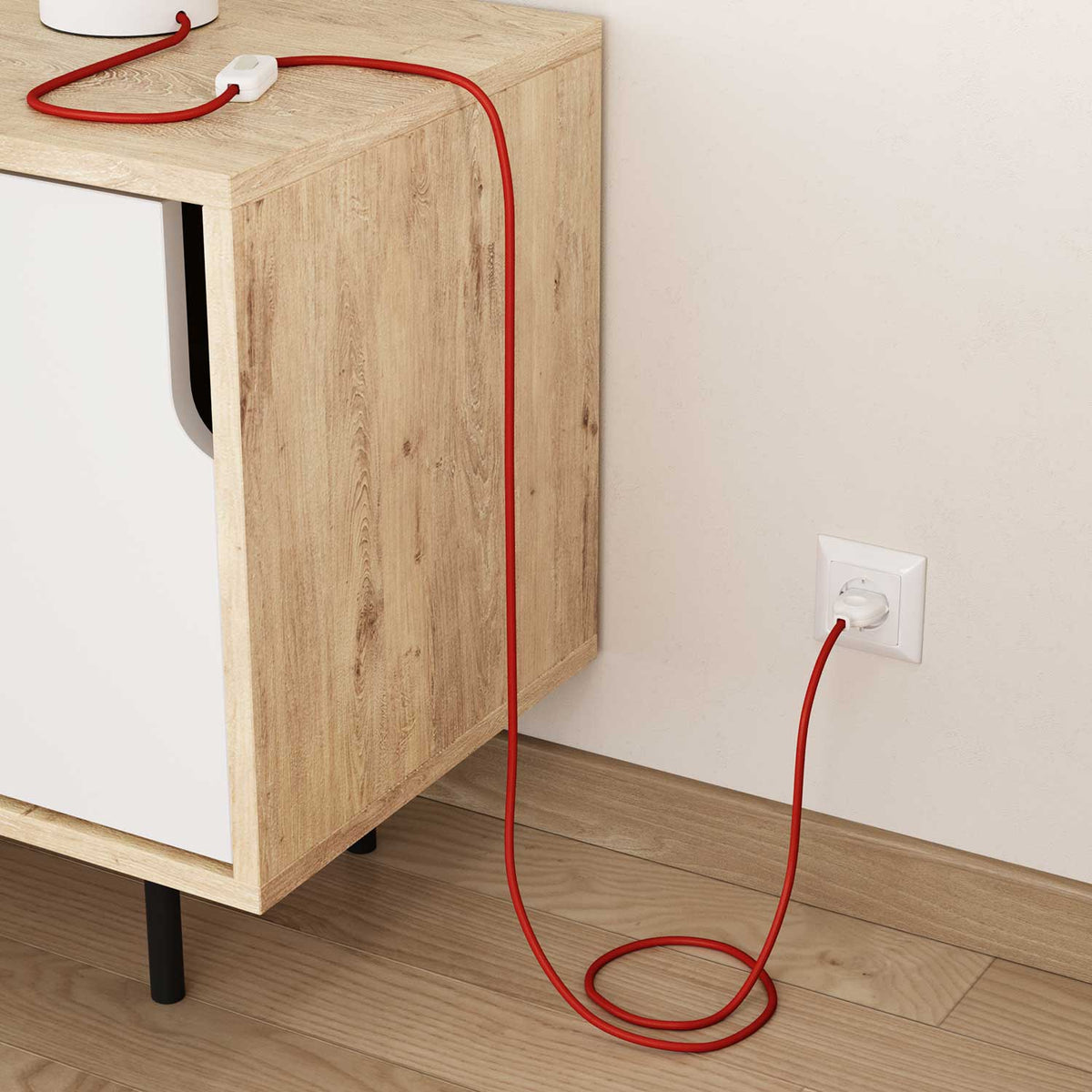 Cavo tessile Rosso Fuoco lucido - L'Originale Creative-Cables - RM09 rotondo 2x0,75mm / 3x0,75mm