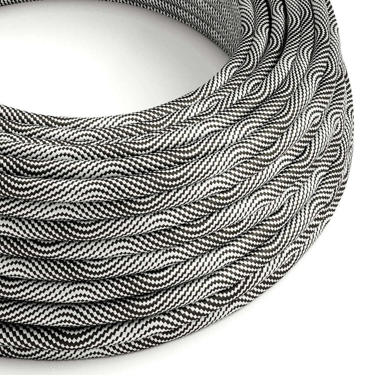Corda elettrica per illuminazione Optical Nero e Argento Vertigo - L'Originale Creative Cables, per lampade DIY - ERM64