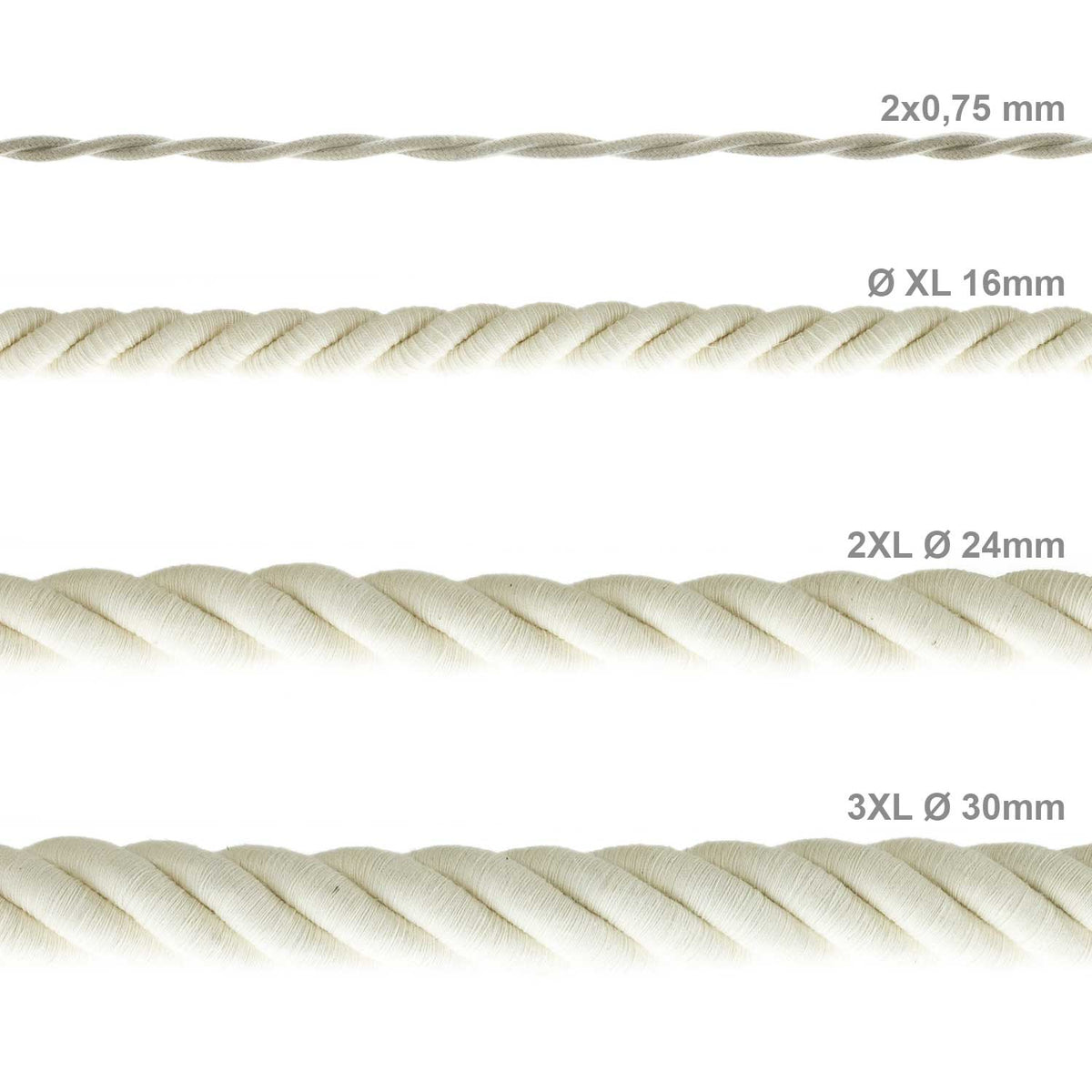 Cordone elettrico 3x0,75 rivestito in cotone grezzo