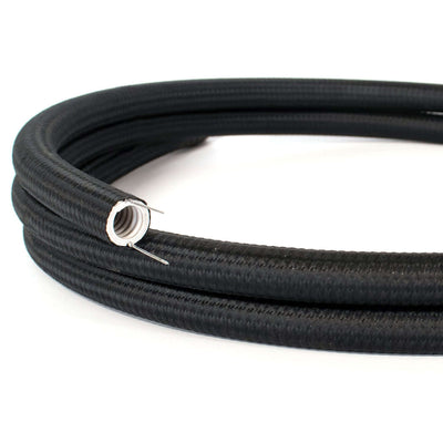 Creative-Tube, διάμετρος 20 mm, επένδυση από ύφασμα με εφέ μεταξιού RM04 Μαύρο, διαμορφώσιμο κανάλι για καλώδια