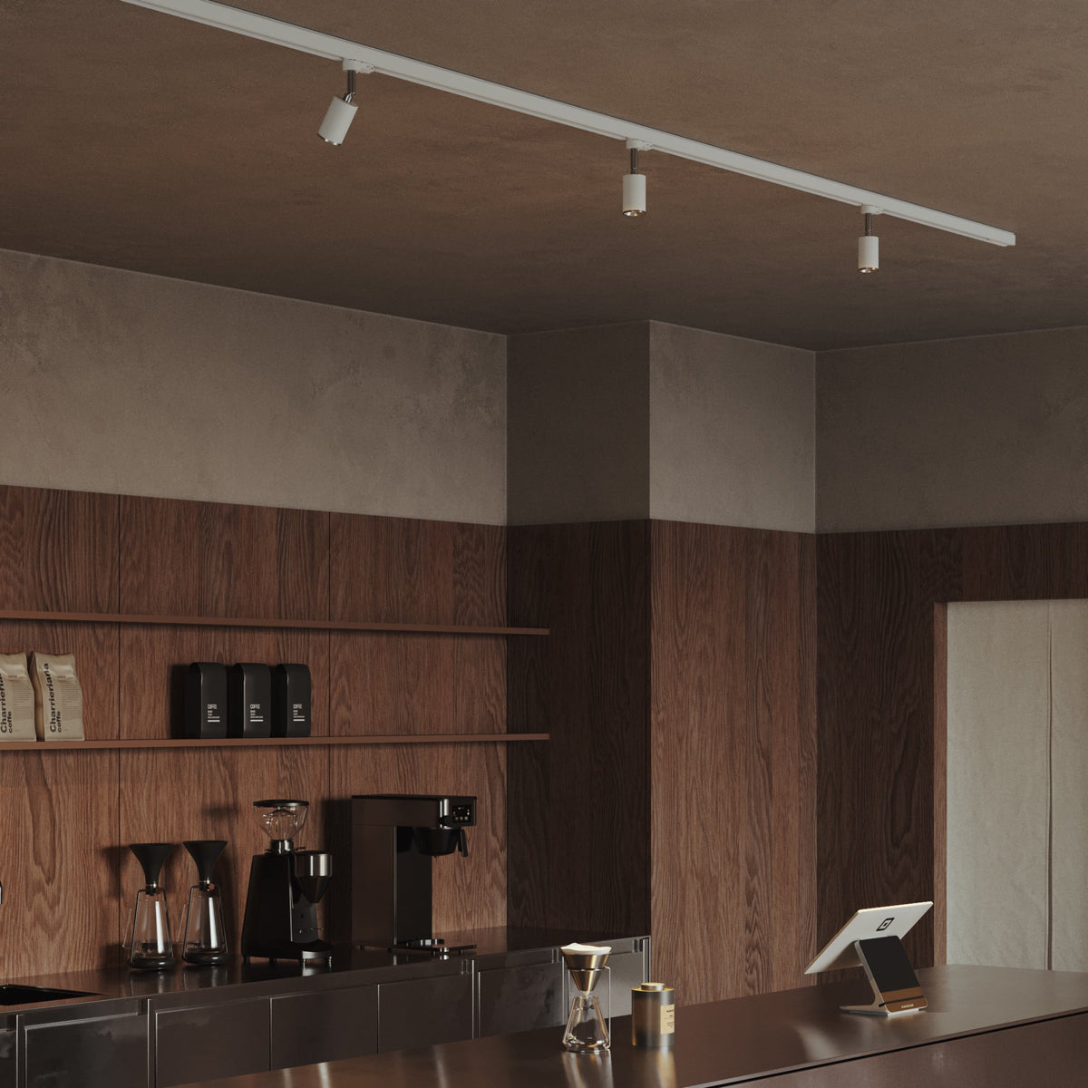 Faretto orientabile Bispot per sistema a binario - Bianco opaco / Cromo Si Eutrac