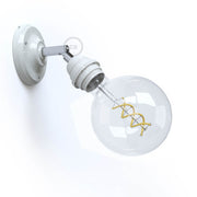 Fermaluce Classic 90° con portalampada filettato E27, lampada filomuro orientabile in porcellana - Bianco