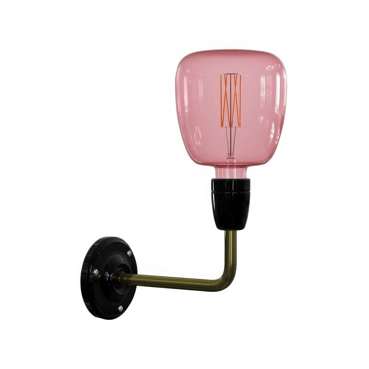 Fermaluce Classic, lampada a muro in metallo e porcellana con estensione curva - Nero