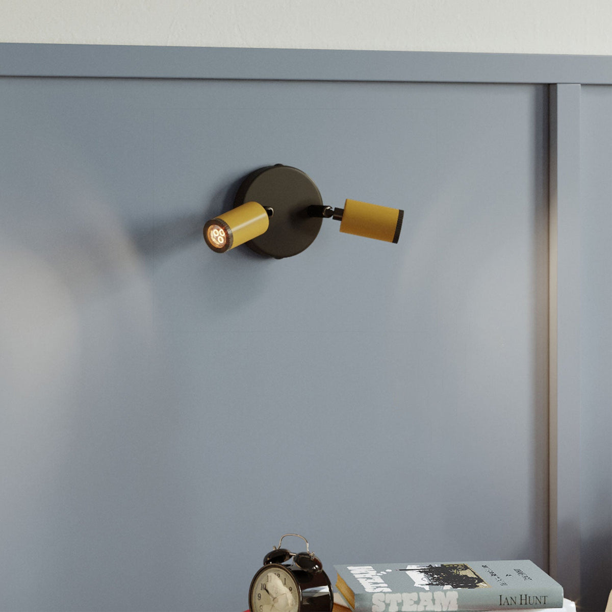 Fermaluce con 2 faretti orientabili Mini Spotlight GU1d0 - Mostarda