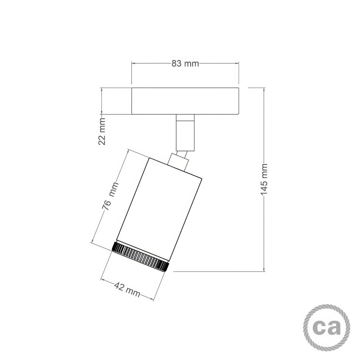 Fermaluce faretto Mini Spotlight GU1d0, lampada orientabile da parete o soffitto con snodo - Nero