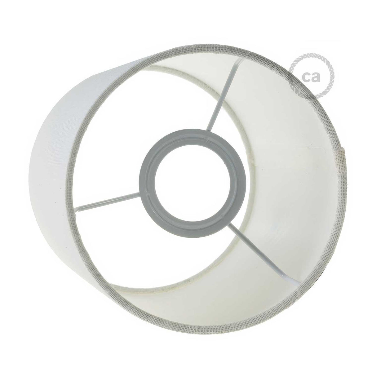 Fermaluce Metal con paralume Cilindro, lampada filomuro - Linone bianco lucido