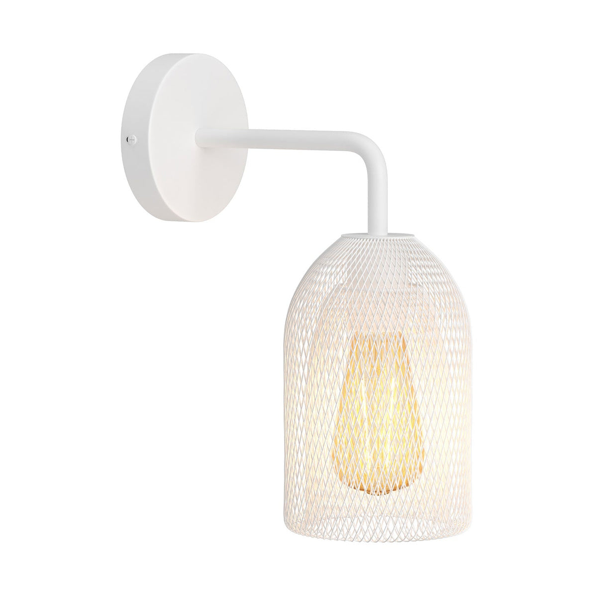 Fermaluce Metal con paralume Ghostbell, lampada a muro in metallo con estensione curva - Bianco