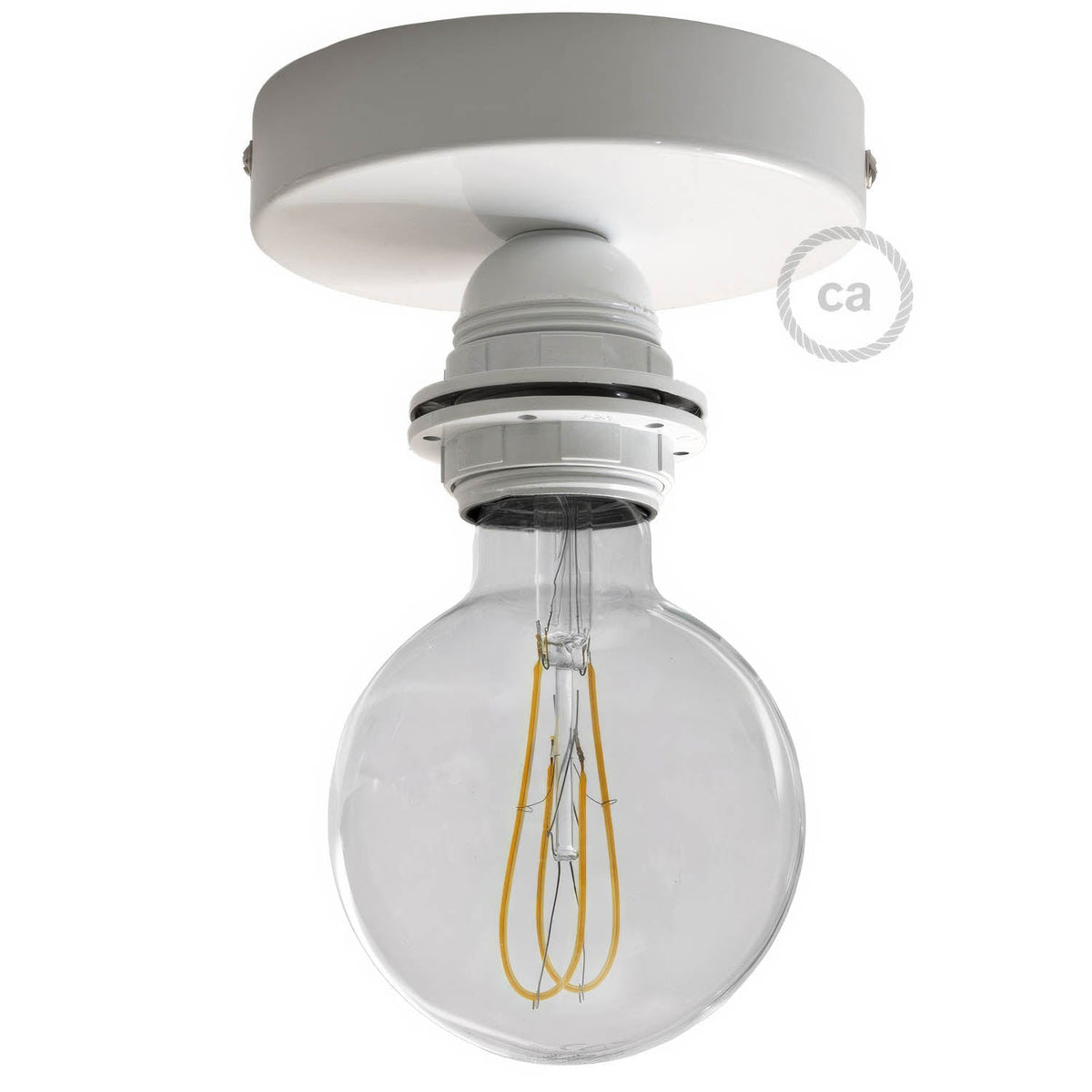 Fermaluce Metal con portalampada filettato E27, punto luce in metallo - Bianco