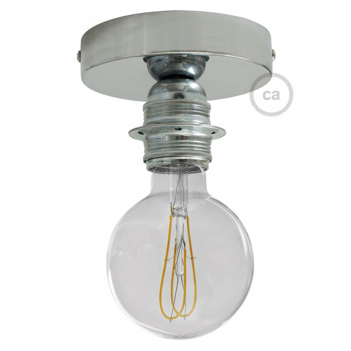 Fermaluce Metal con portalampada filettato E27, punto luce in metallo - Cromo